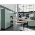 Green Solid Wood Quartz Stone European Industrial Kitchen Cabinets Cingapura